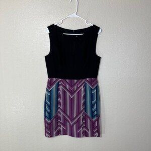 Trina Turk Silk Keyhole Sleeveless Midi Dress Black Purple 10